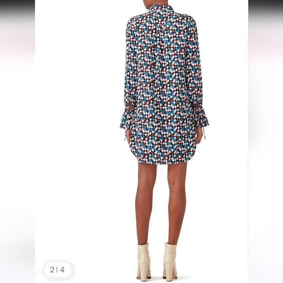 Tory Burch Kaylee Silk Dress Navy Prism  Size 0 - Picture 12 of 13